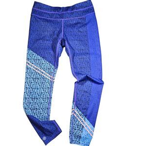 Athleta Tights Mid Rise Asym Camo Sonar Size M Purple With Stash Pocket EUC